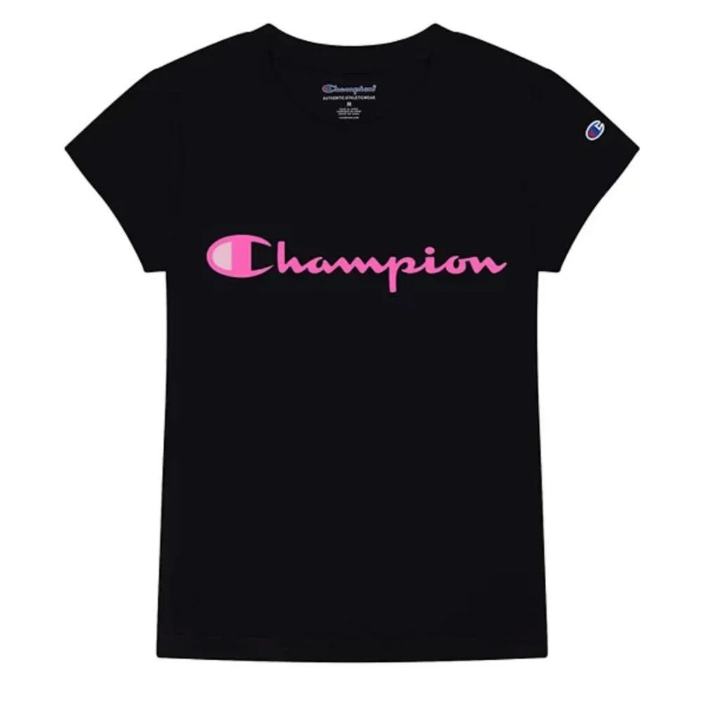 NWT Girls XL Champion® Signature Script Graphic short sleeved T-shirt bl…